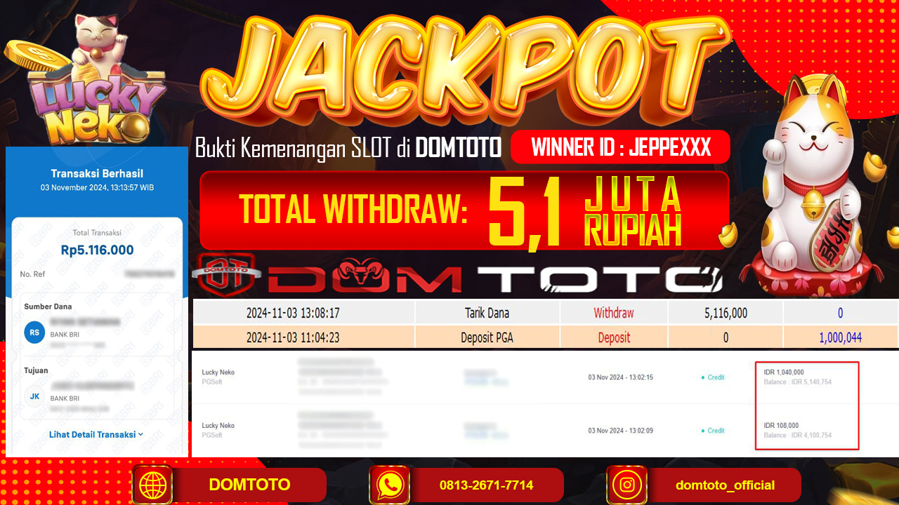 JACKPOT SLOT LUCKY NEKO  03 NOVEMBER 2024